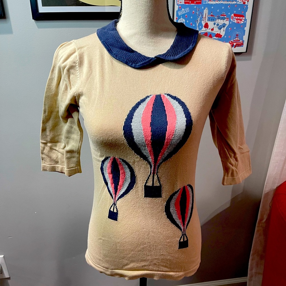 Sugarhill Boutique Size 6 S Hot Air Balloon Sweater Peter Pan Collar ModCloth